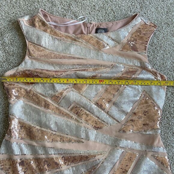 Vince Camuto 14 Sequins Cocktail Party Sheath Dress Silver Rose Gold Holiday - Picture 11 of 15